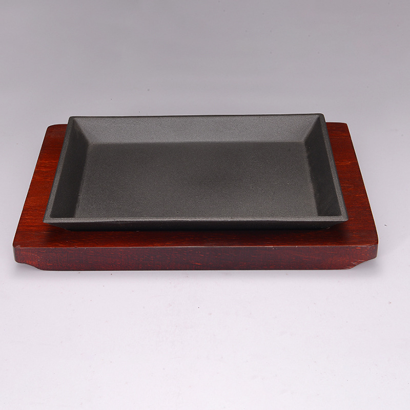Factory direct sales of square baking trays, pizza, steak, teppanyaki, cast iron baking trays, hotel and restaurant Korean barbecue trays wholesale details Picture