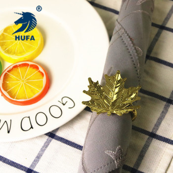 The manufacturer produces stainless steel maple leaf napkin rings, gold and silver napkin buttons, hotel and home decorations, tableware, and table ornaments