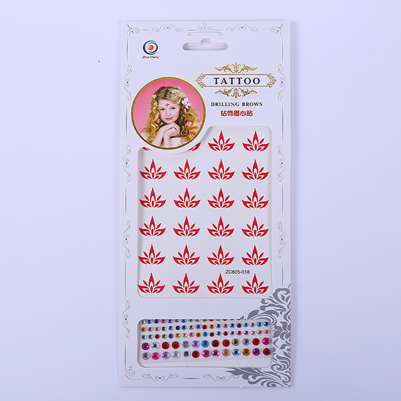 花钿眉心贴汉服古装花印美人纹身贴防水女持久性感儿童额头贴纸