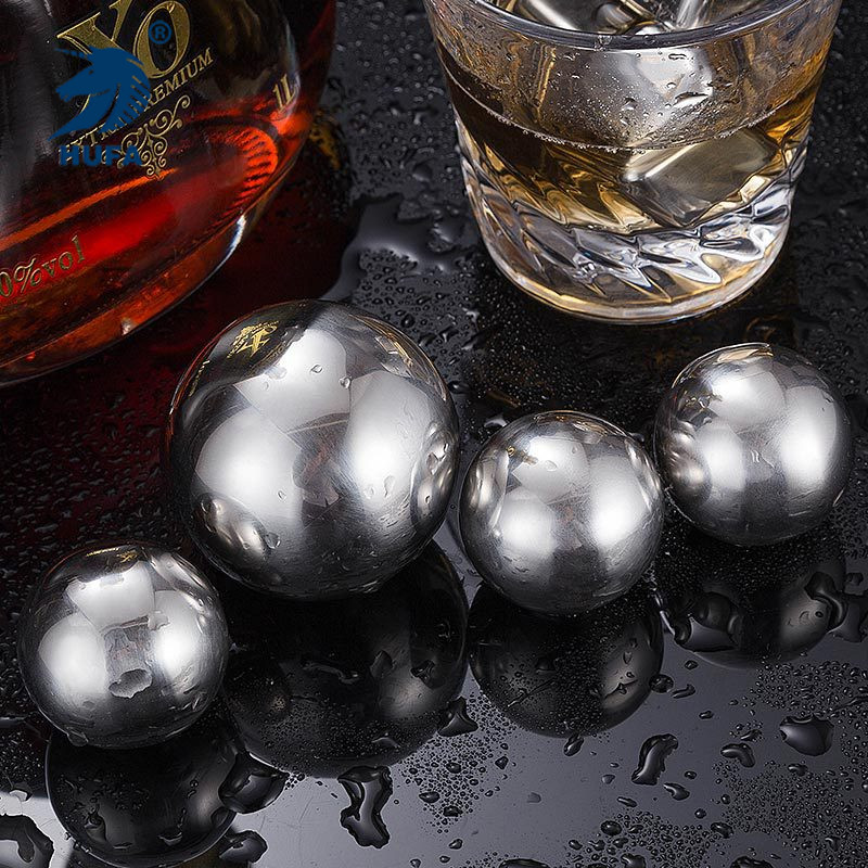 Wholesale factory direct sales of stainless steel round ice grains, 304 steel spherical ice blocks, metal round ice wine stones and other types details Picture