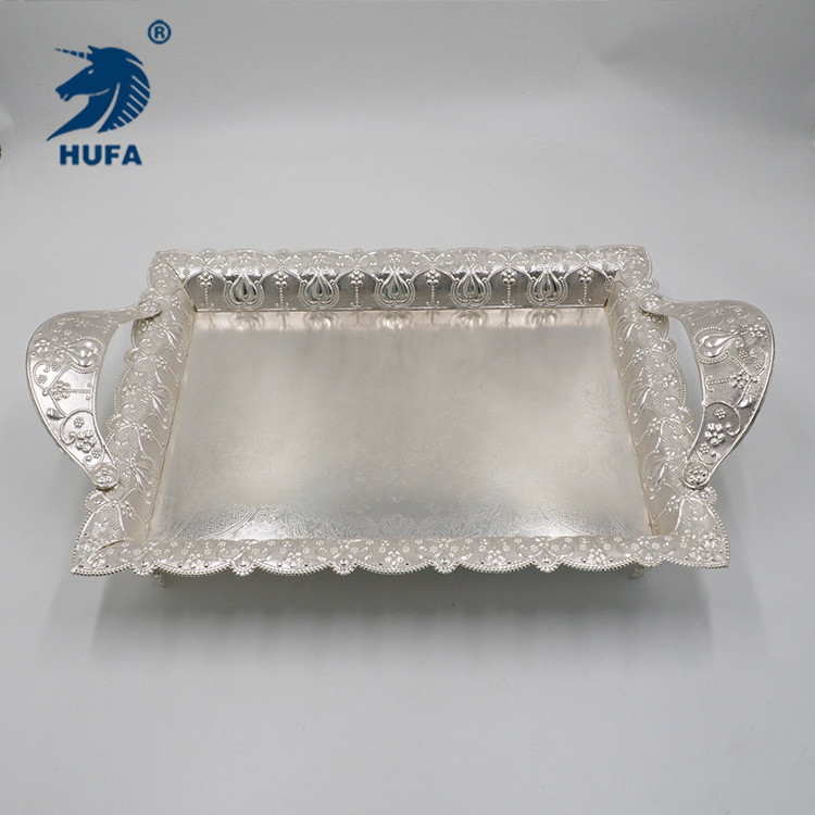 Gold-plated trays, metal handicrafts, restaurant trays, cake trays, home decoration, wedding gifts, fruit plates Specification image