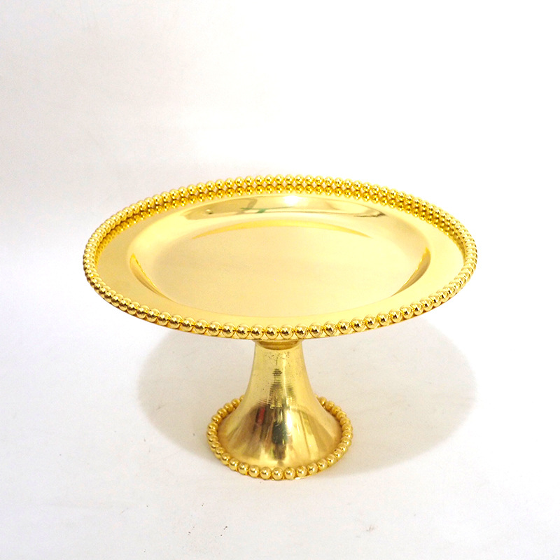 Factory direct sales of metal cakes, fruit plates, cake stands, 25CM plates, fruit plates, cake plates, hotel wedding decorations Item Picture
