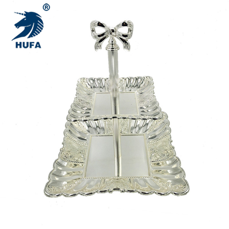 European-style metal cake stand, square cake plate, three-layer fruit plate, tea cake plate, wedding props, dessert shop ornaments Item Picture