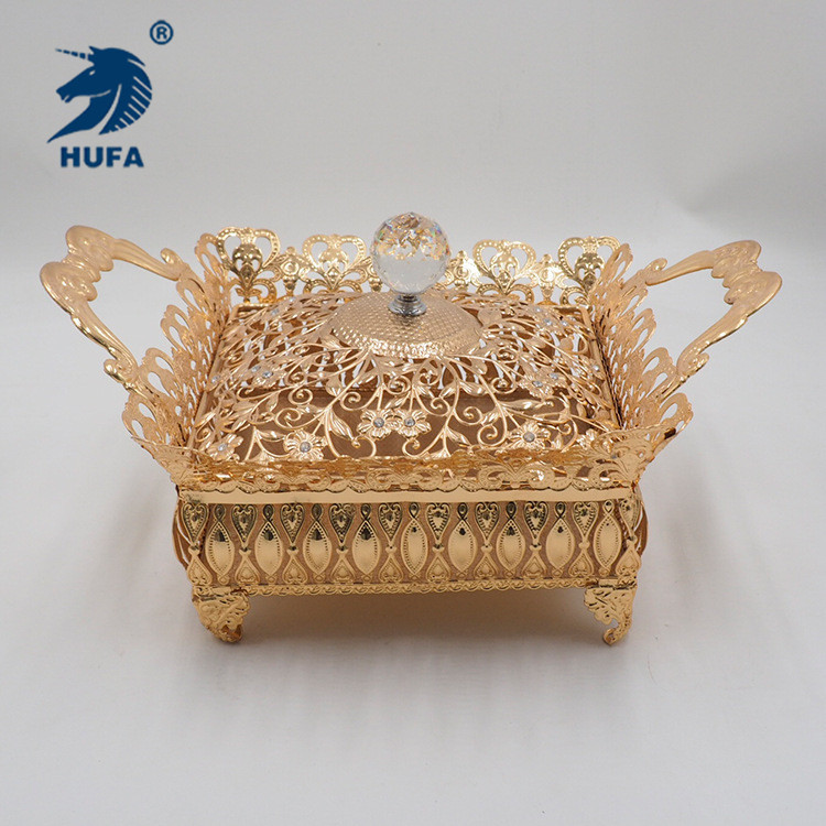 2018 new European-style golden square Saudi Arabian fruit plate, chocolate plate and dried fruit plate