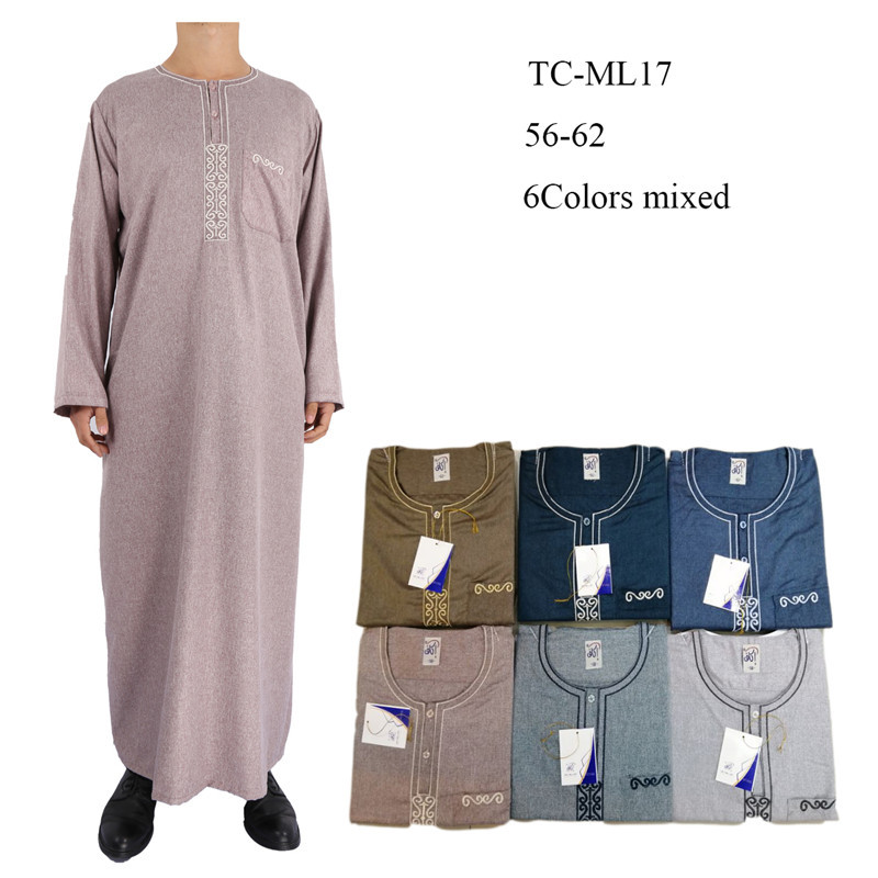 穆斯林男装工厂批发男士长袍2020新款长袖棉麻摩洛哥长袍图