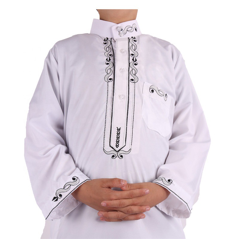 穆斯林长袖大袍 伊斯兰中东儿童卡塔尔款长袍详情图4