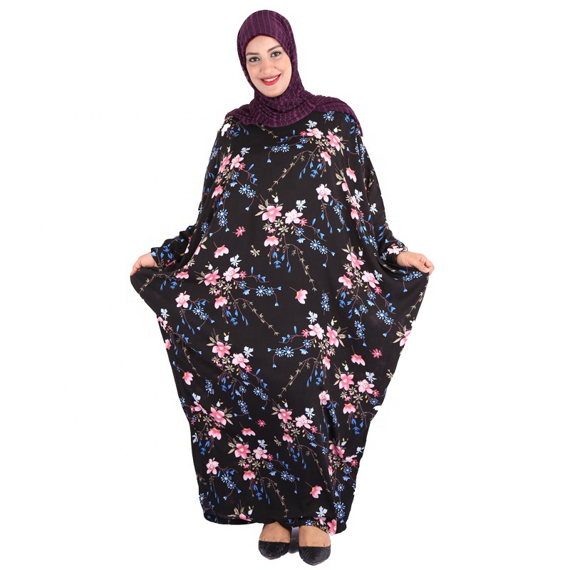 跨境一件代发新款阿拉伯穆斯林人棉休闲服装 多种花色蝙蝠袖长袍详情图3