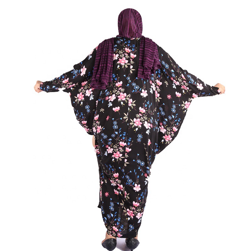 跨境一件代发新款阿拉伯穆斯林人棉休闲服装 多种花色蝙蝠袖长袍详情图4