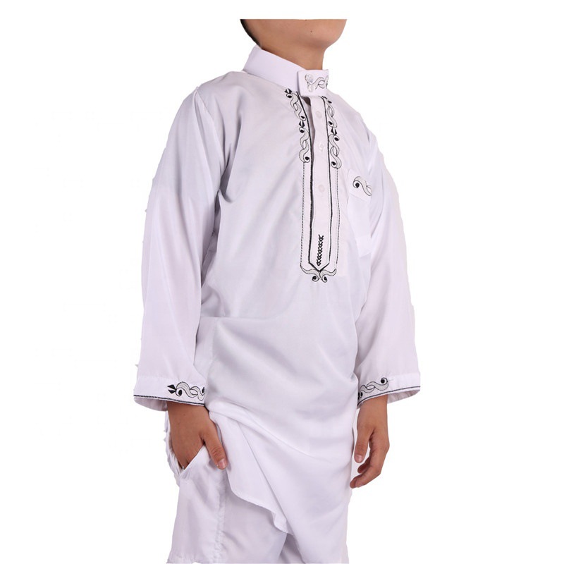 穆斯林长袖大袍 伊斯兰中东儿童卡塔尔款长袍详情图5