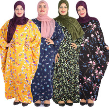 跨境一件代发新款阿拉伯穆斯林人棉休闲服装 多种花色蝙蝠袖长袍
