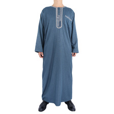 穆斯林工厂货源中东穆斯林男士长袍阿拉伯长袖棉麻大袍批发