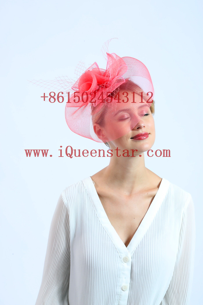 New best-selling trumpet flower mesh headwear, horse racing festival feather mesh headwear, retro and simple lace headwear