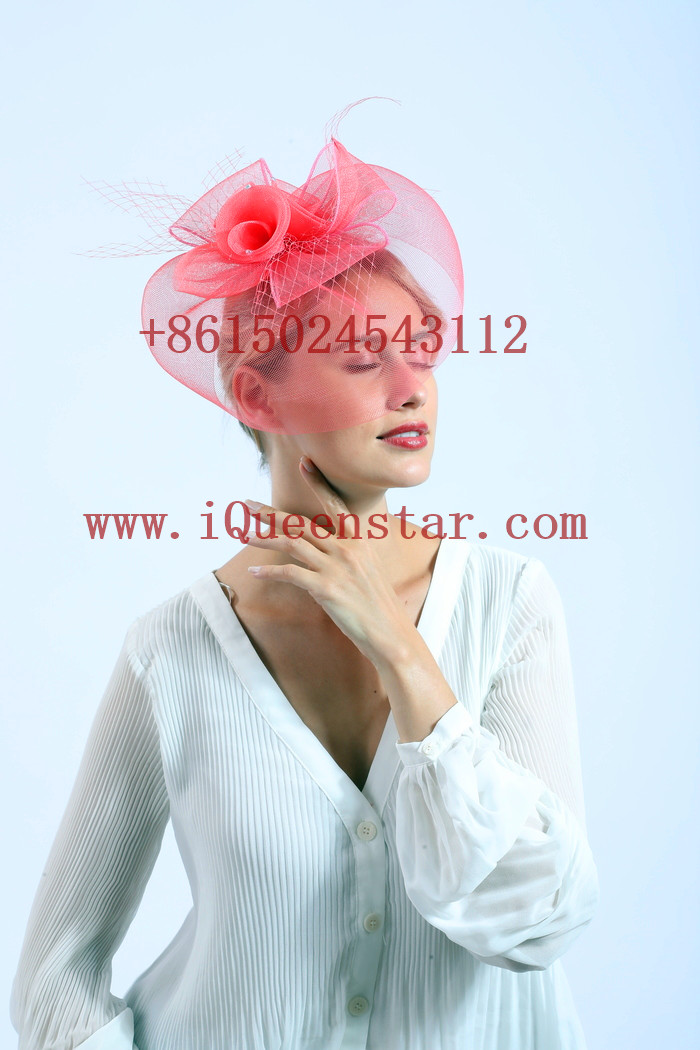 New best-selling trumpet flower mesh headwear, horse racing festival feather mesh headwear, retro and simple lace headwear Specification image