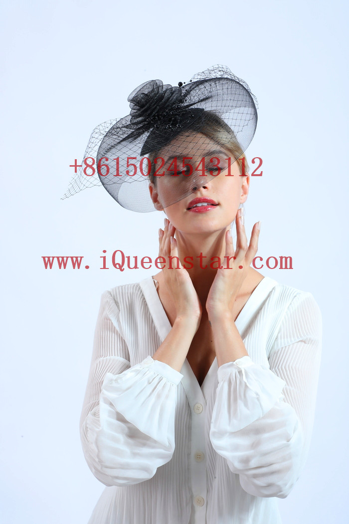 New hot selling morning bell gauze tiara horse racing festival feather mesh tiara retro simple lace tiara