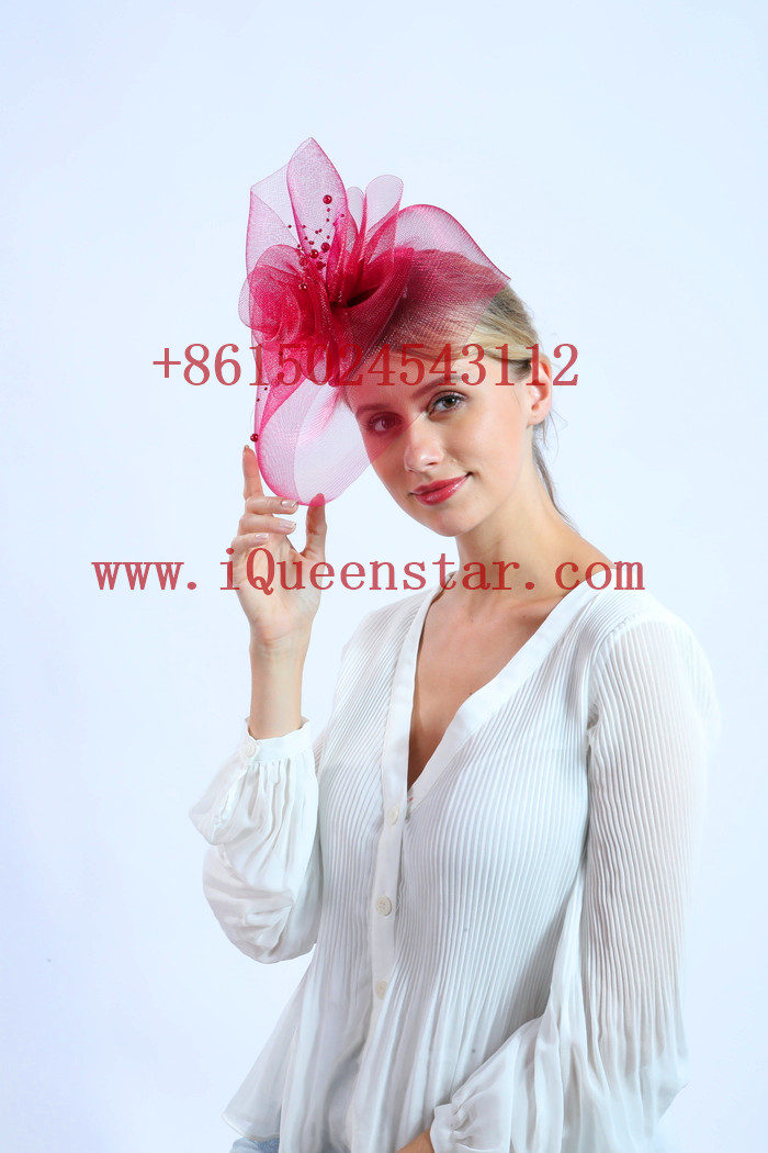 New best-selling trumpet flower mesh headwear, horse racing festival feather mesh headwear, retro and simple lace headwear Specification image