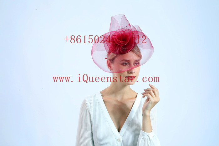 New best-selling trumpet flower mesh headwear, horse racing festival feather mesh headwear, retro and simple lace headwear