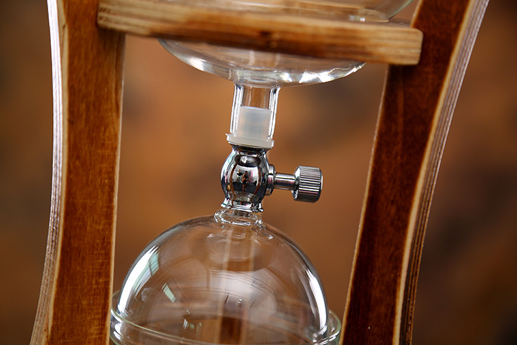 New ice drip coffee pot, 5-person set, double-valve, glass material coffee ice drip, coffee utensils, coffee tools, coffee pot, coffee supplies, wooden stand coffee ice drip details Picture