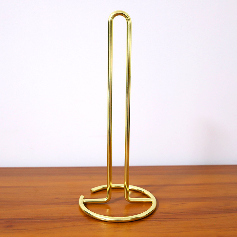 Nordic golden metal ironwork desktop tissue holder, multi-functional toilet toilet roll holder for dining room and living room, storage rack Item Picture