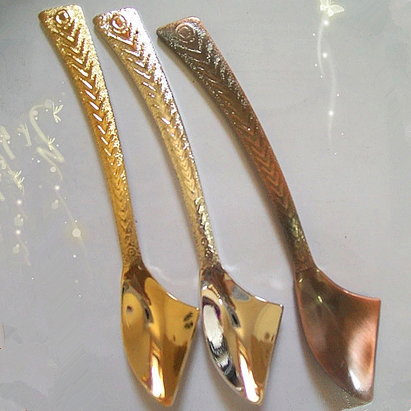 Western tableware, stainless steel bread, cream spoon, half bowl shape, peacock tail, retro coffee, more gold and silver, JY53 details Picture