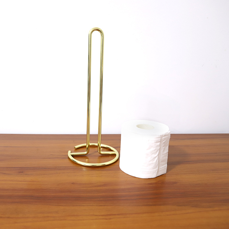 Nordic golden metal ironwork desktop tissue holder, multi-functional toilet toilet roll holder for dining room and living room, storage rack Application Scenario