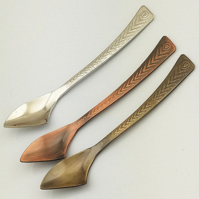 Western tableware, stainless steel bread, cream spoon, half bowl shape, peacock tail, retro coffee, more gold and silver, JY53