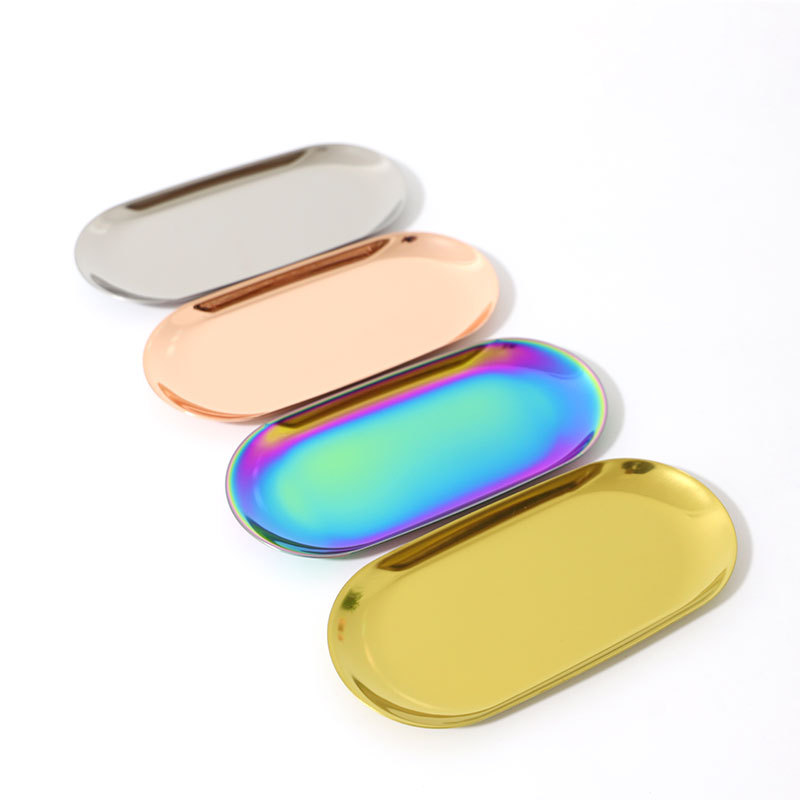 Factory direct sales of stainless steel, brass, gold, original color, oval metal trays for fruit and candy storage Application Scenario
