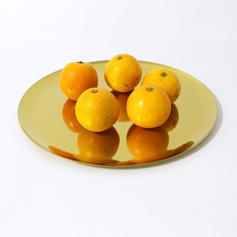 Nordic fruit plate, stainless steel, brass, gold colored round plate, Nordic simple home jewelry and jewelry storage plate
