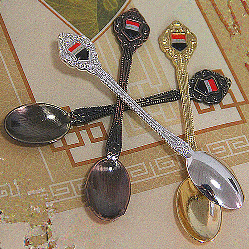 Retro flag spoon, coffee spoon, Arab-style cake spoon, halal ice cream spoon (JY48), creative tableware decoration spoon, stainless steel dessert spoon, ice cream spoon