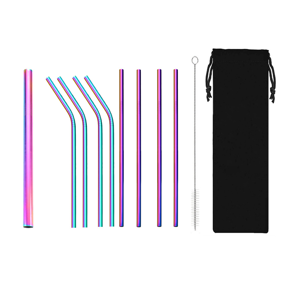SWENO portable 304 stainless steel straw set for milk tea, coffee and beverages, colorful straw set, can be equipped with a velvet bag, portable, easy to clean, reusable stainless steel straws for outdoor and household use Application Scenario