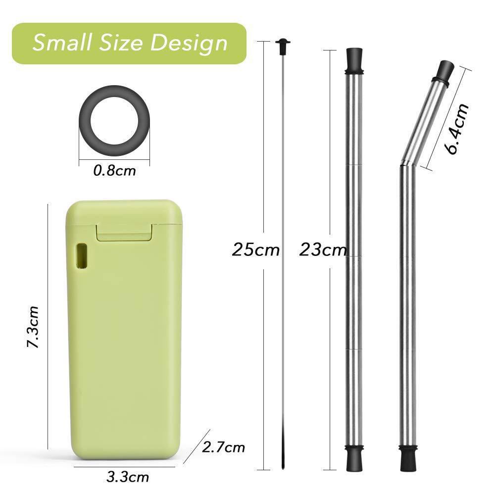 SWENO 304 stainless steel straws, cross-border portable extendable and foldable straws, food-grade silicone straws, outdoor foldable straws, portable foldable straws with straw brushes, juice straws Specification image