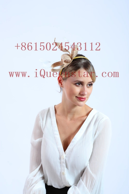 Exaggerated horse racing festival new linen feather net tulle headwear retro simple lace headwear Specification image