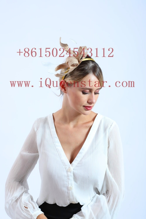 Exaggerated horse racing festival new linen feather net tulle headwear retro simple lace headwear Item Picture
