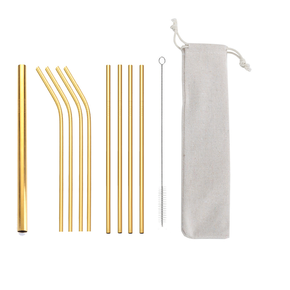 SWENO portable, easy-to-clean, reusable, eco-friendly golden 304 stainless steel straw set in stock Application Scenario