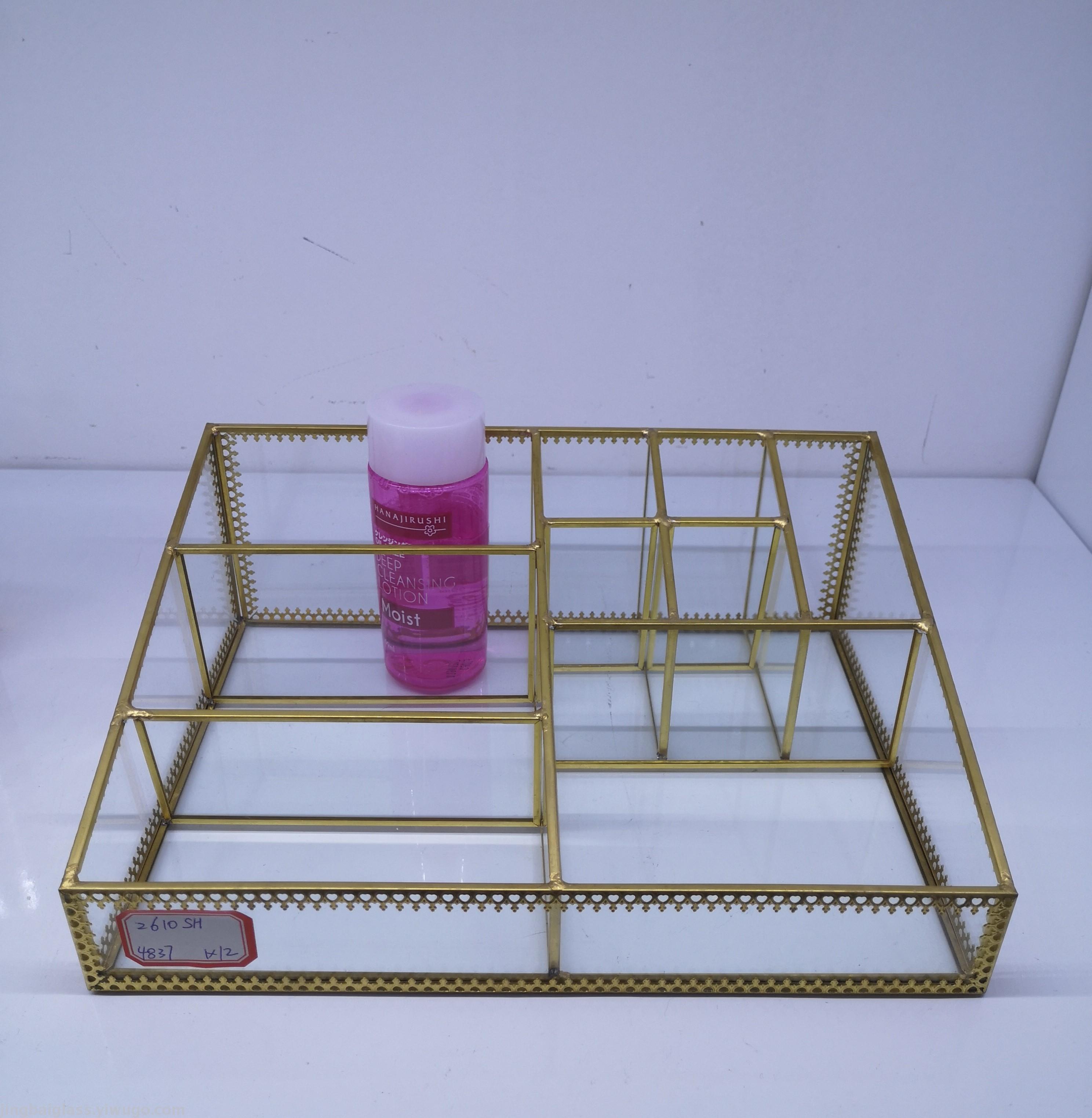 Scandinavian INS wind simple glass jewelry box skin care cosmetics collection tray wedding props thumbnail