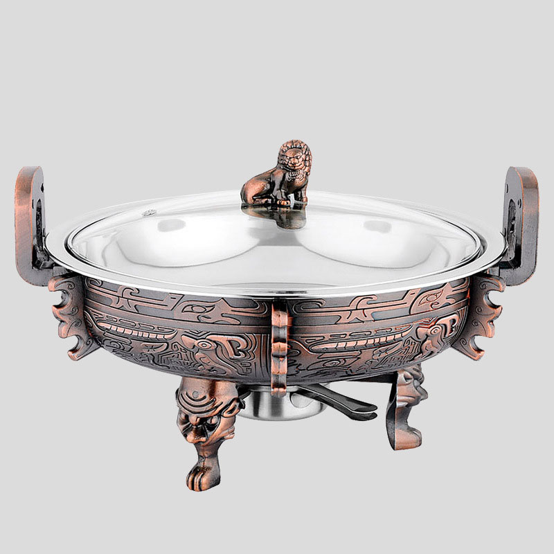 厂家直销红古铜中华宝鼎酒精炉 小火锅高端品质礼品佳选可1件代发 自助快餐炉 酒精火锅 酒精炉 餐厅自助餐店便携酒精火锅。