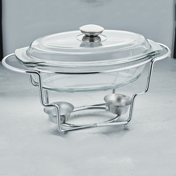 Durable professional hospitality supplies, buffet dining, large oval-shaped roll-top round glass lid hot pot details Picture