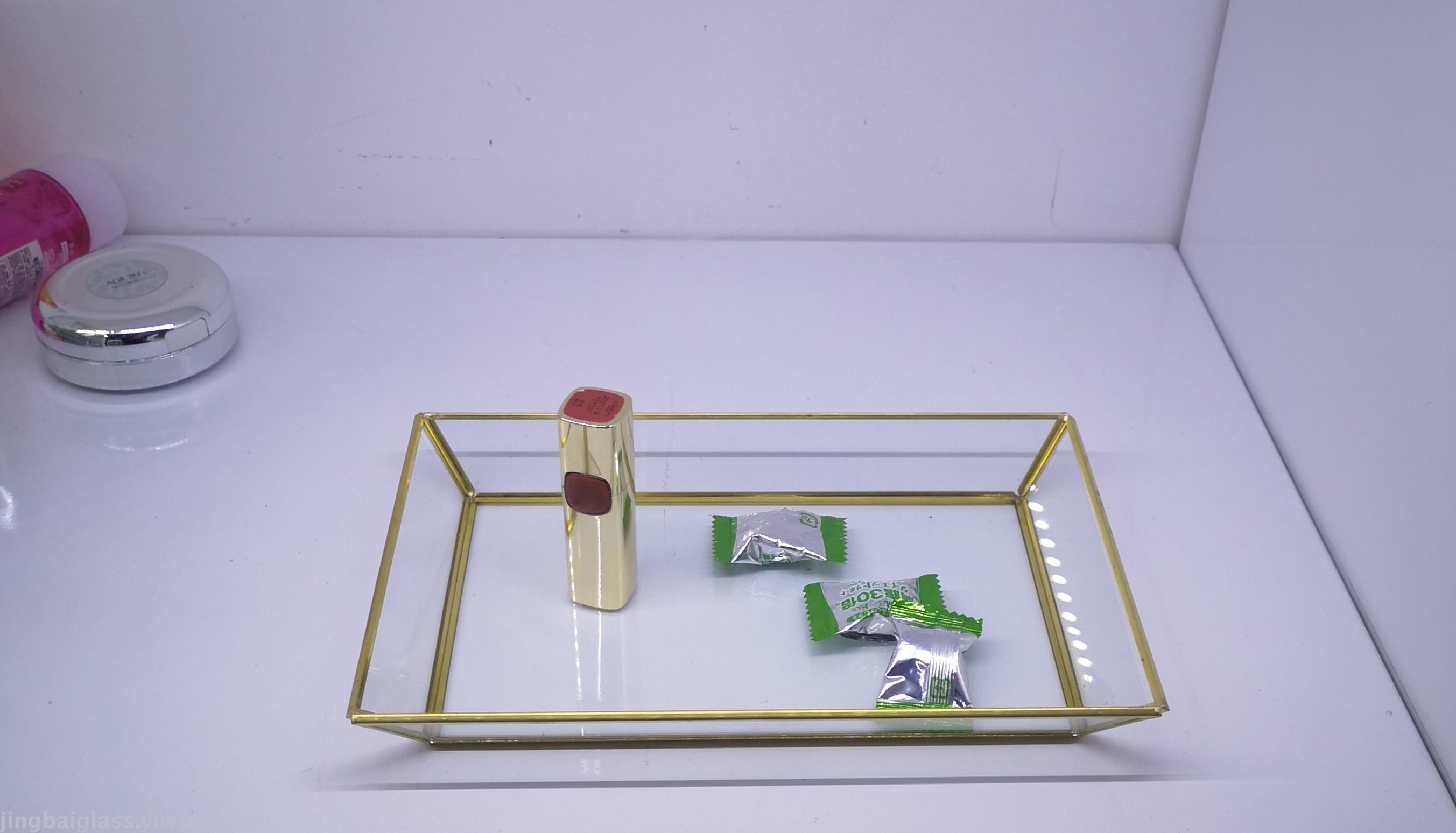 Nordic INS wind simple tray glass jewelry display shelf skin care cosmetics collection tray wedding props thumbnail