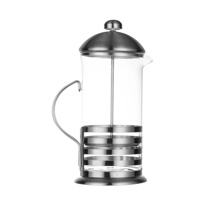 Cross-border bestsellers: stainless steel glass coffee pot, Mocha pot, tea infuser, stainless steel French press coffee cup