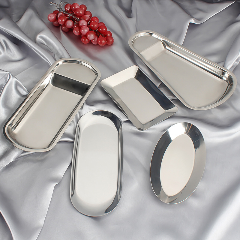 Factory direct sales of stainless steel towel plates, rectangular plates, napkin plates, snack plates, trays, rice noodle plates, sunflower seed plates