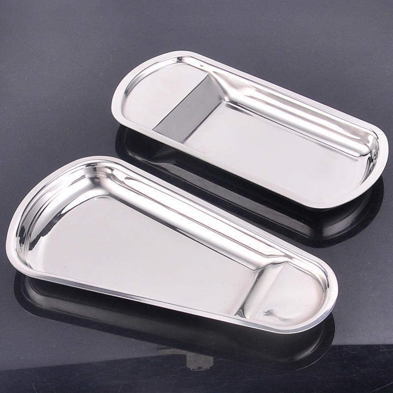 Factory wholesale thickened high-end buffet plates, stainless steel towel plates, oval fan-shaped fruit plates Application Scenario