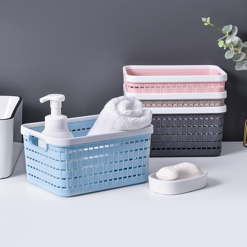 Plastic PP pressure strip storage basket, high-quality kitchen vegetable and fruit sorting basket, bathroom change and laundry storage basket