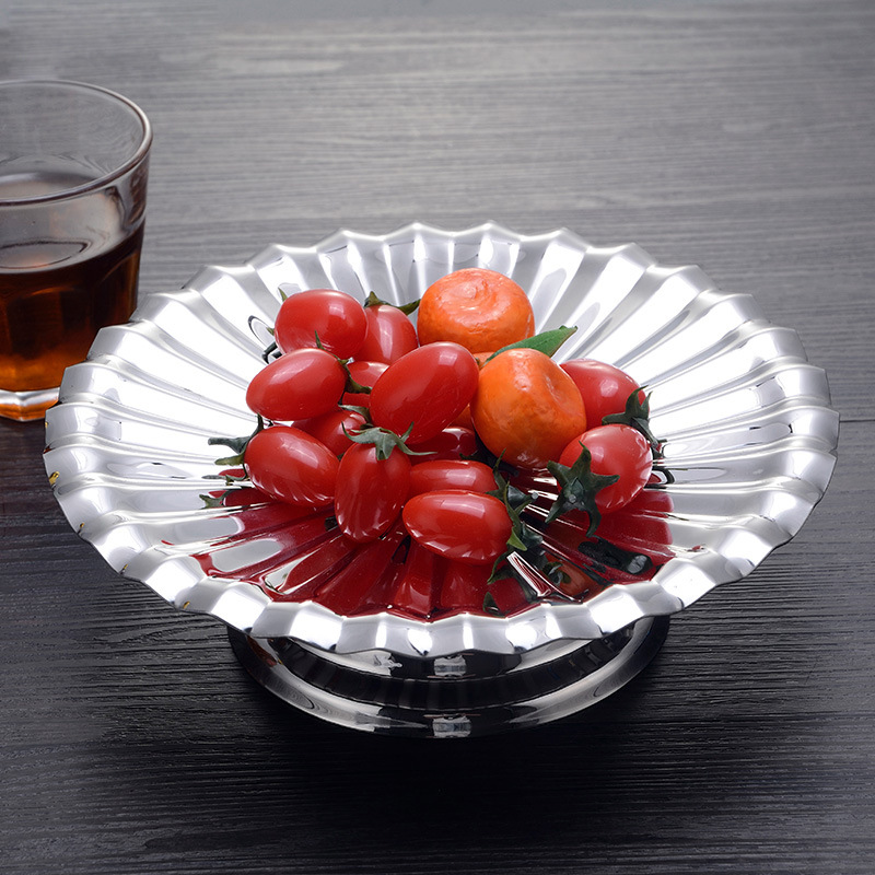 European-style stainless steel lotus fruit plate with base, ktv, hotel, bar, living room, modern creative dried fruit plate, stainless steel fruit plate with base, bar supplies, hotel supplies, kitchenware tray details Picture