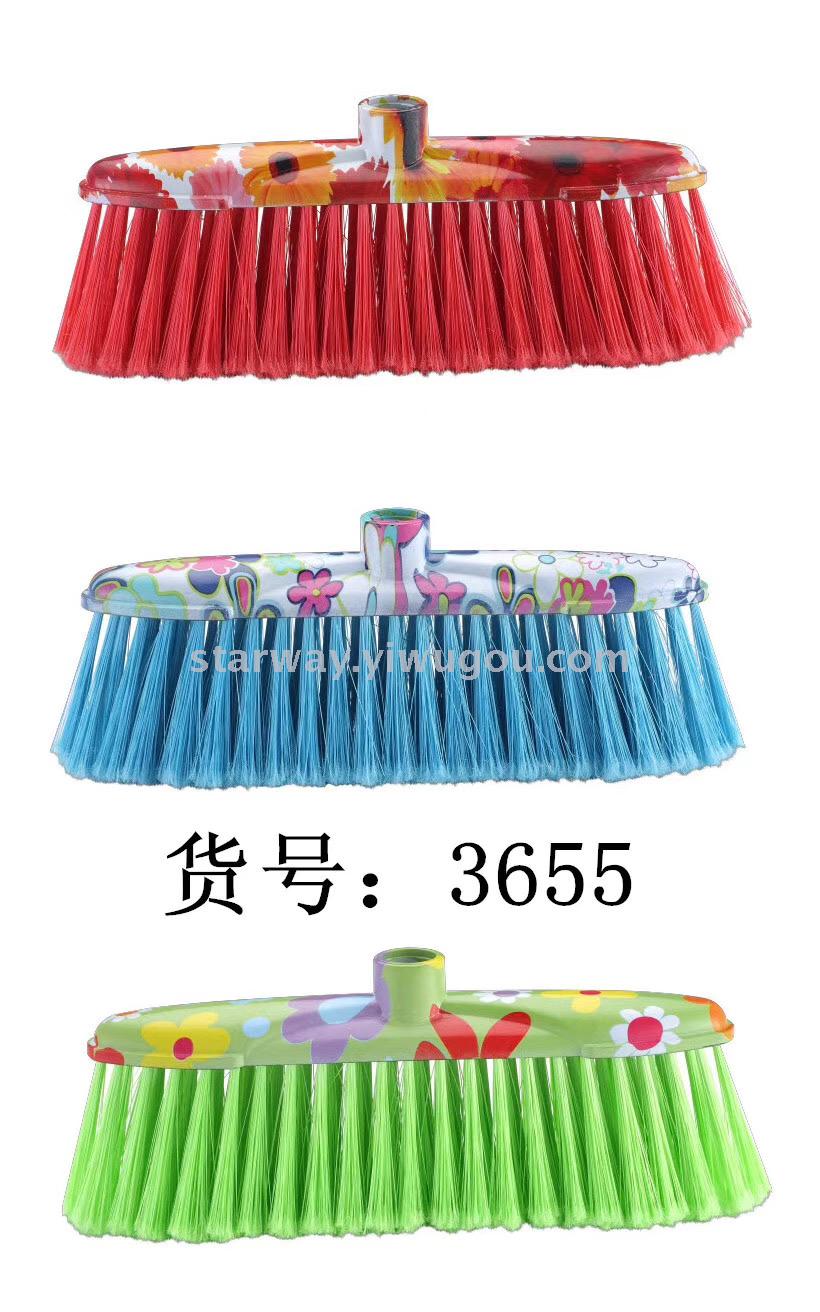 扫把头硬毛塑料扫把平板扫把印花扫把多功能扫把扫帚家用扫把外贸