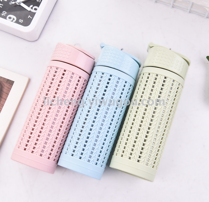 35823 New portable plastic sports water cup, hollowed-out creative adult straw cup, space cup details Picture