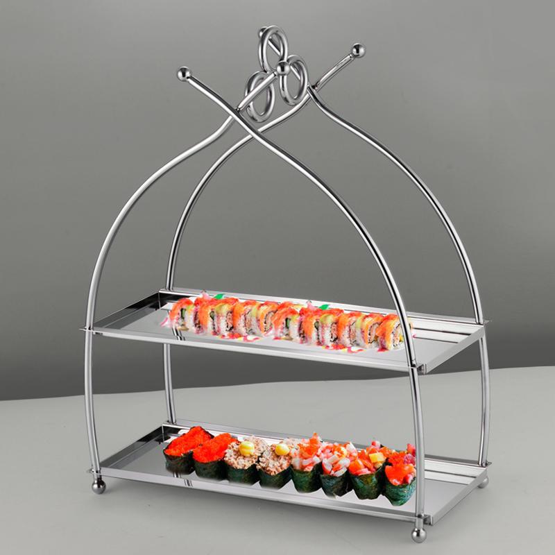 Western-style stainless steel pastry stand, creative cake and dessert display stand, cold dish sushi display stand, special Western cuisine display stand Application Scenario