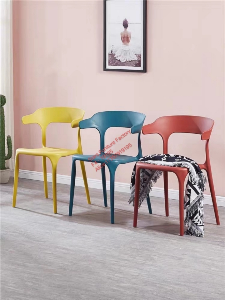 Nordic Star Plastic adult backrest home simple and modern negotiation training chair, desk chair, hollowed-out rubber chair mold Item Picture