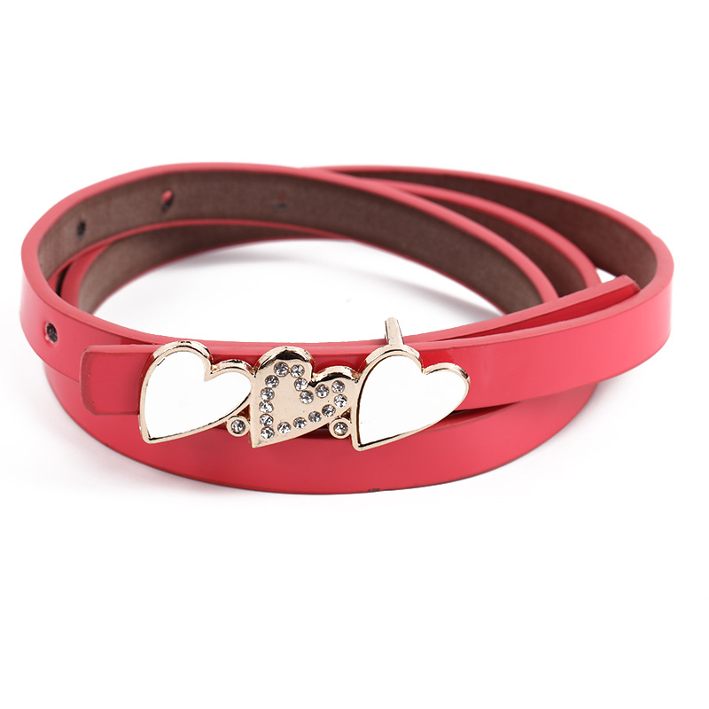 Ladies fashion belt wholesale candy color sweet belt love decorative buckle casual belt custom