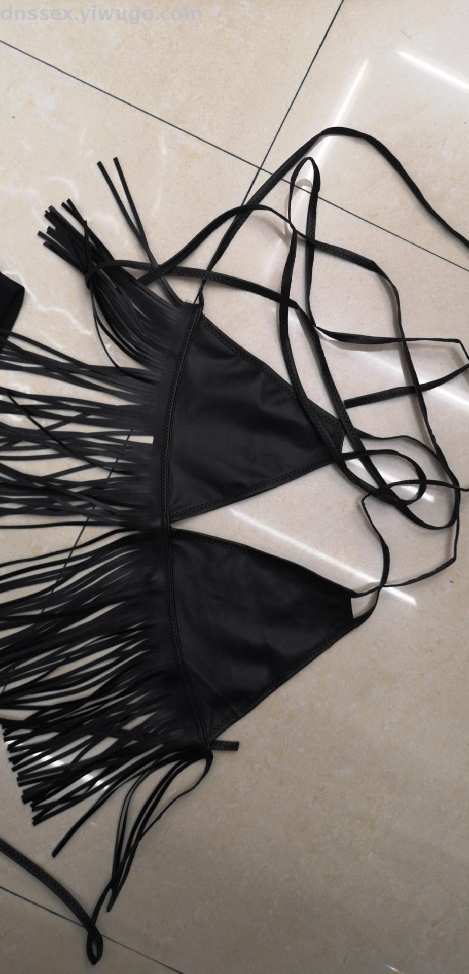 Matte leather faux leather one-piece dress, open-crotch nightclub stage ds performance costume, queen's outfit details Picture