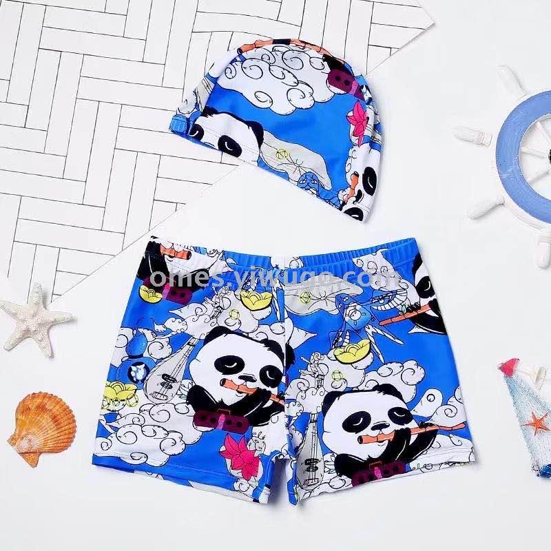 Children's swimming trunks for boys, fashionable, cartoon and cute, big and medium-sized boys, flat-angle swimming trunks details Picture