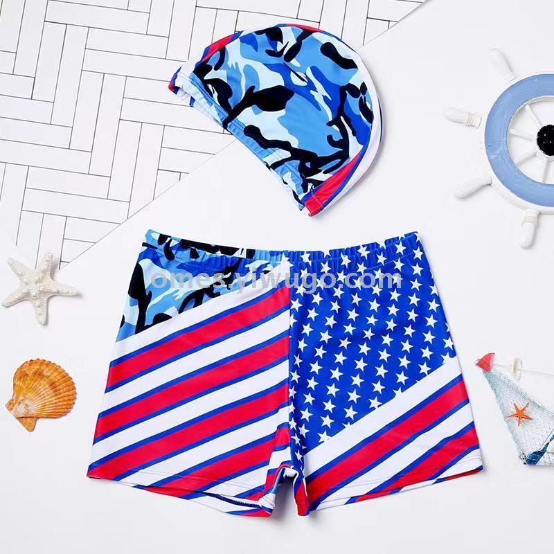 Children's swimming trunks for boys, fashionable, cartoon and cute, big and medium-sized boys, flat-angle swimming trunks details Picture